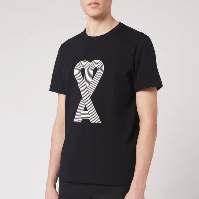 AMI Men's De Coeur Linear Print T-Shirt - Noir