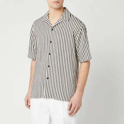 AMI Men's Camp Collar Short Sleeve Shirt - Ecru/Noir