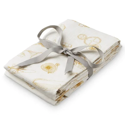 Cam Cam Printed Muslin Cloth - Inventions (Pack of 2)