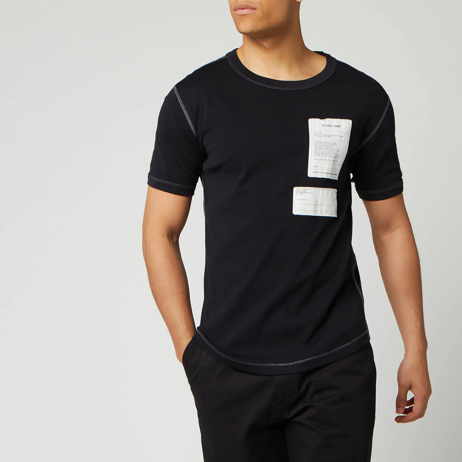 Helmut Lang Men's Patch Logo Base Layer T-Shirt - Basalt Black Image 1
