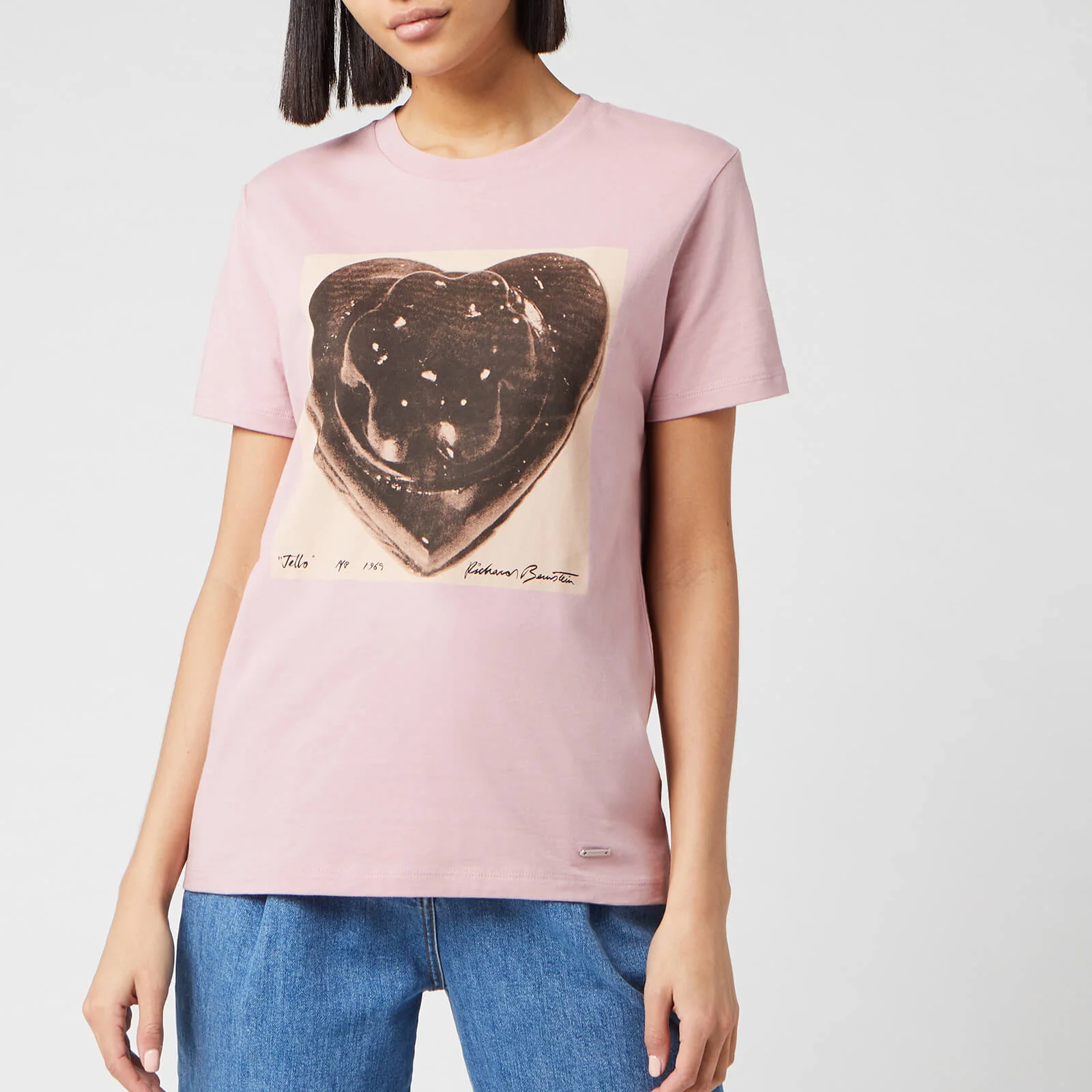 Coach 1941 Women's Black Jello Heart Classic T-Shirt - Baby Pink Image 1