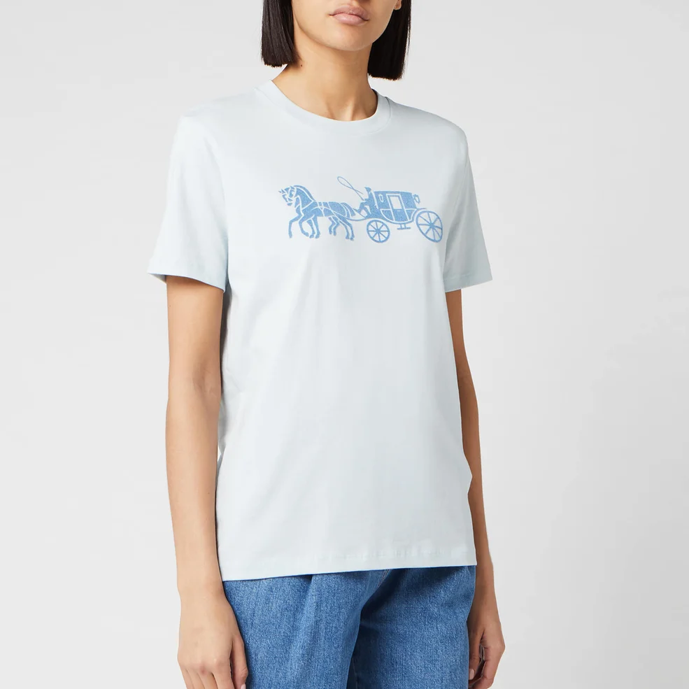Coach 1941 Women's Embroidered Horse and Carriage T-Shirt - Baby Blue Image 1