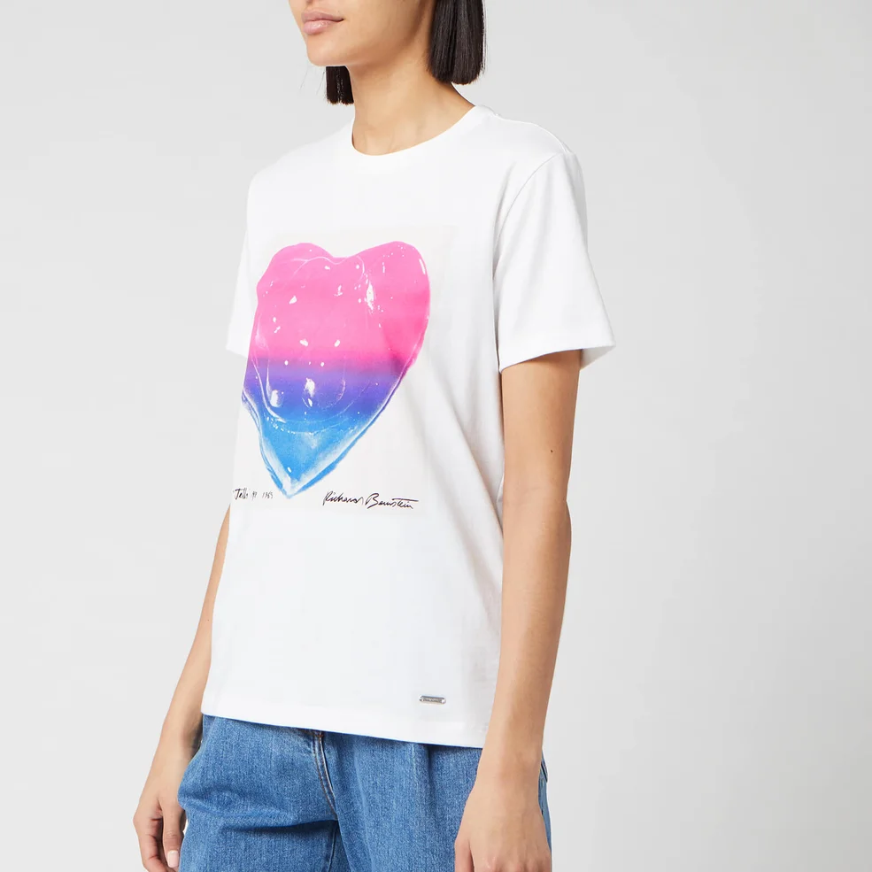 Coach 1941 Women's Pink And Blue Jello Heart T-Shirt - White Image 1