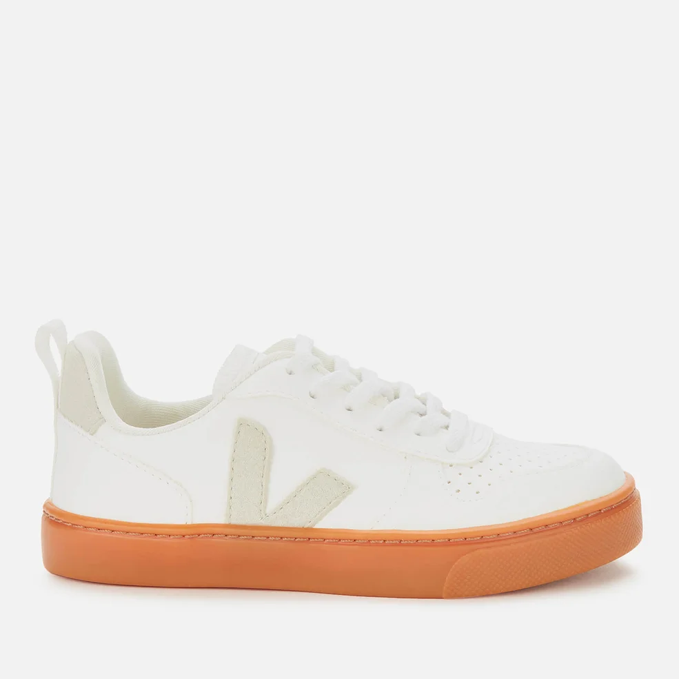 Veja Kid's V10 Lace Leather Trainers - White/natural/Gum Sole Image 1