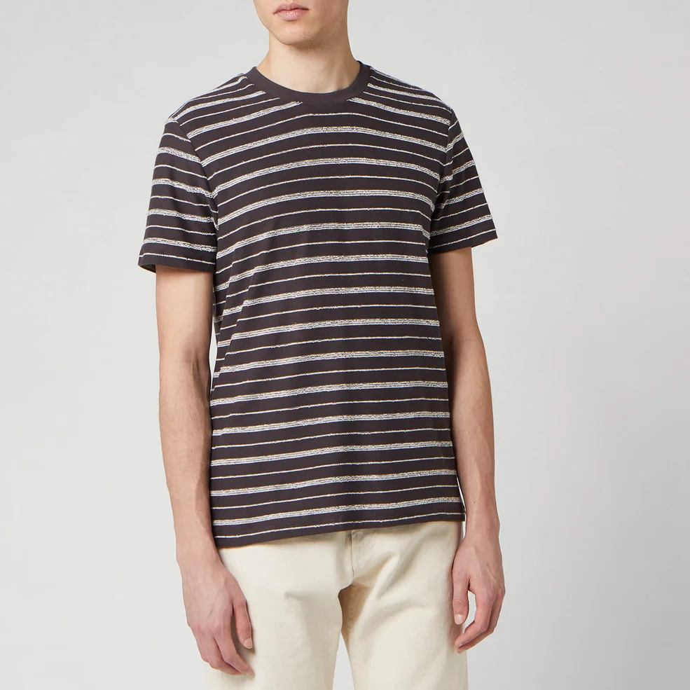 Folk Men's Textured Stripe T-Shirt - Charcoal Ecru Image 1
