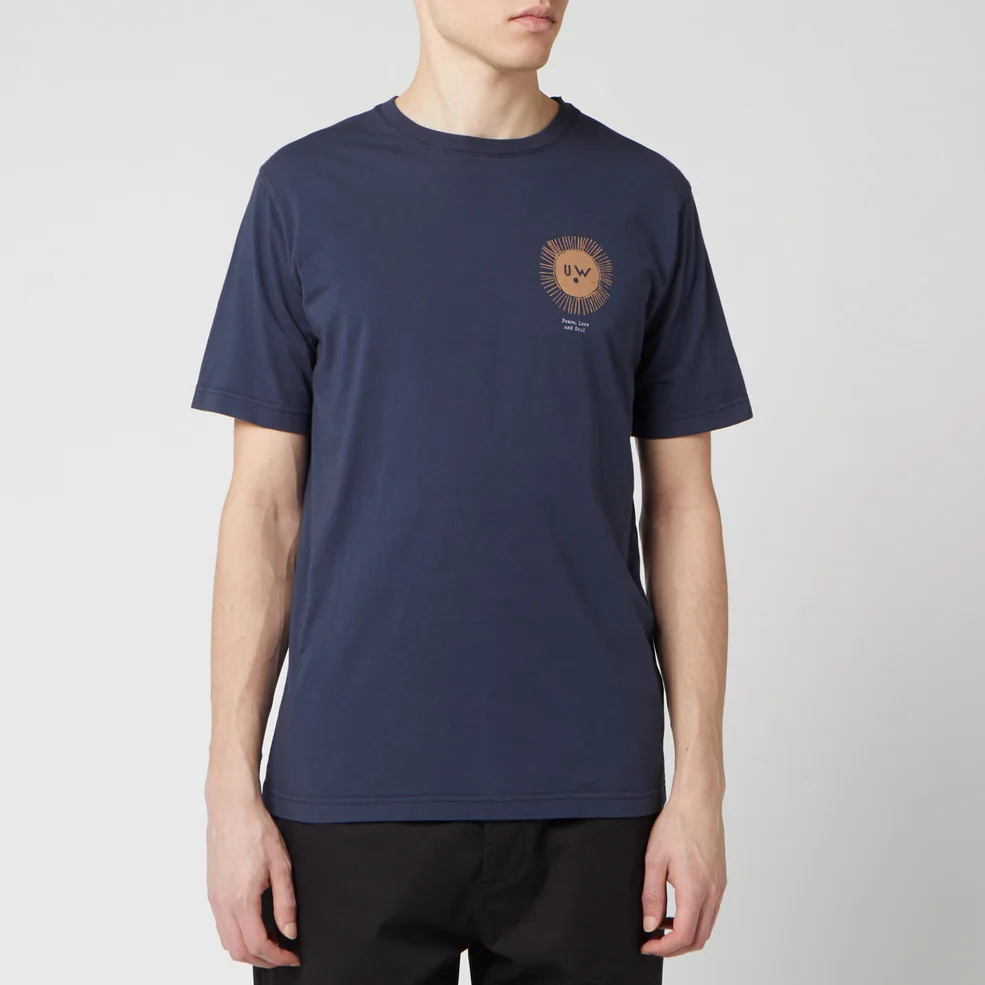 Universal Works Men's Organic Sun Print T-Shirt - Navy Image 1