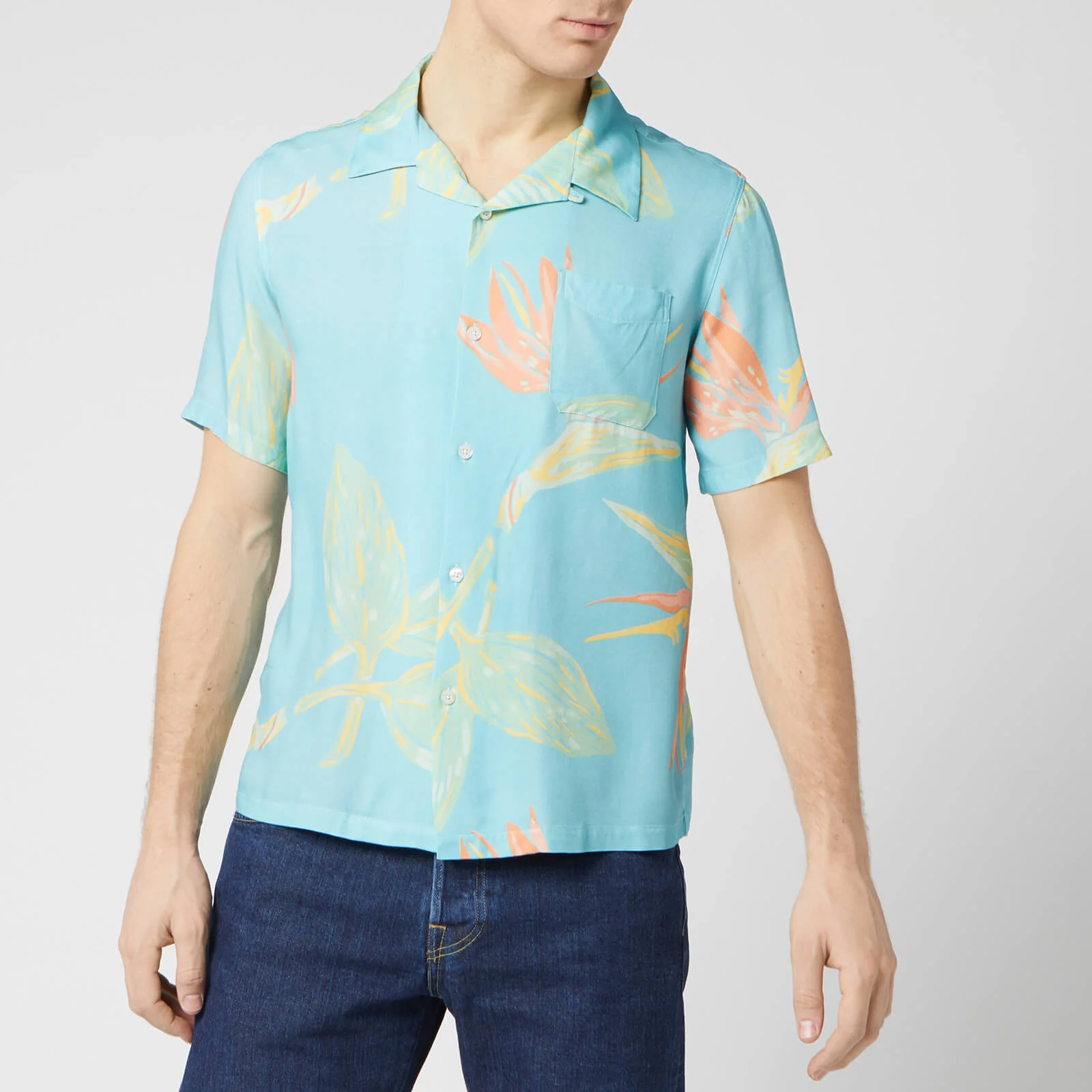 Edwin Men's Resort Shirt - Angel Blue Birds of Paradise Image 1