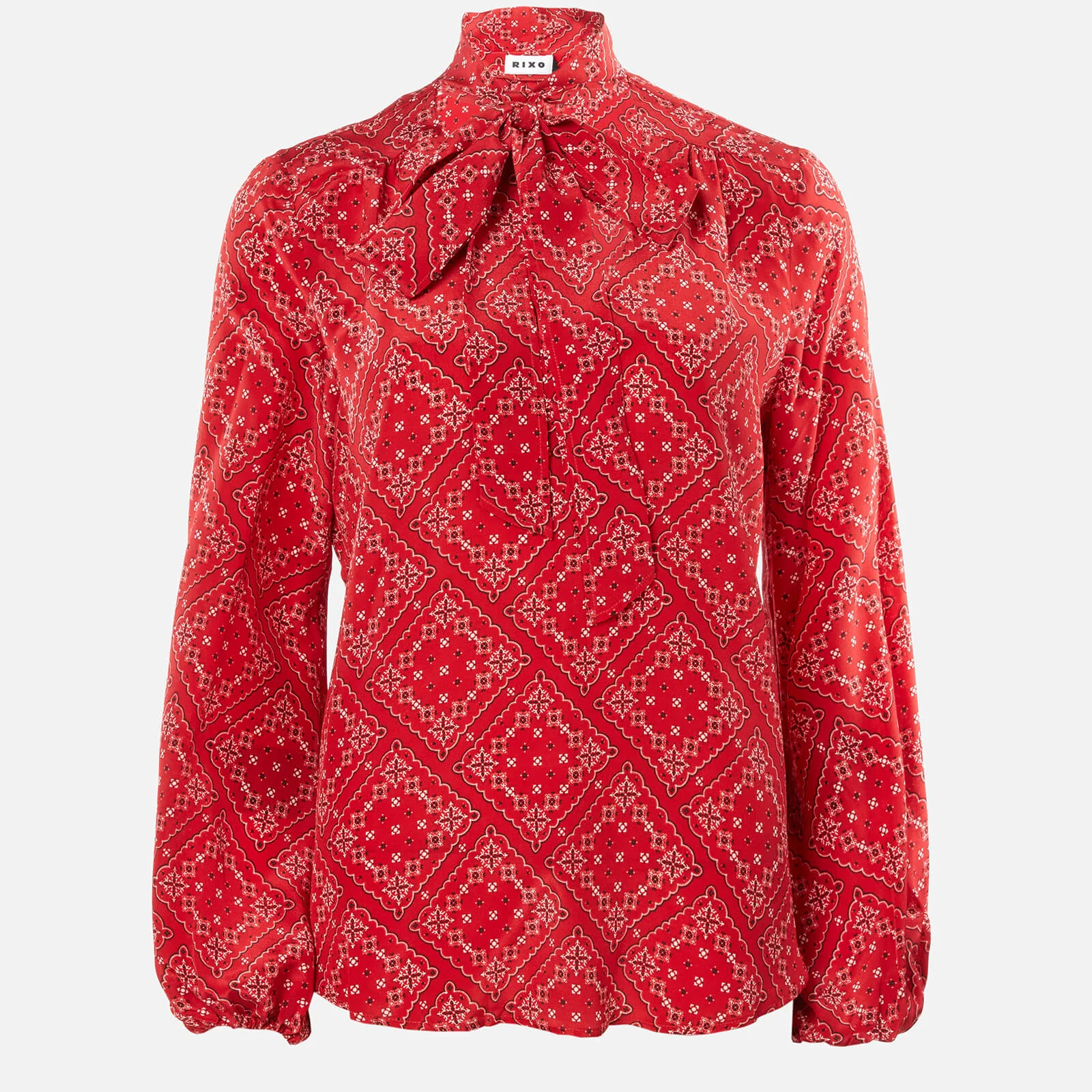 RIXO Women's Moss Blouse - Scarf Floral Red Image 1