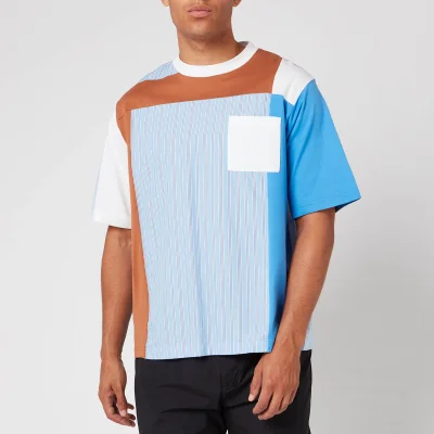 White Mountaineering Men's Stripe Contrasted T Shirt - Blue