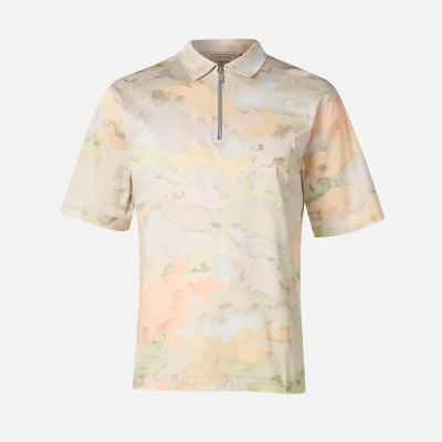 Maison Kitsuné Men's Zipped Polo Shirt - Multicolour Print