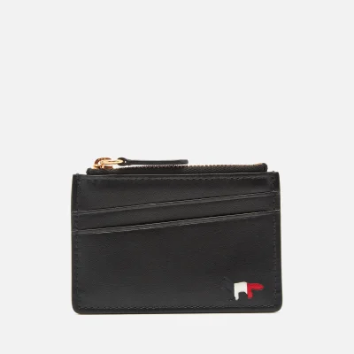 Maison Kitsune Men's Tricolor Leather Zipped Card Holder - Black