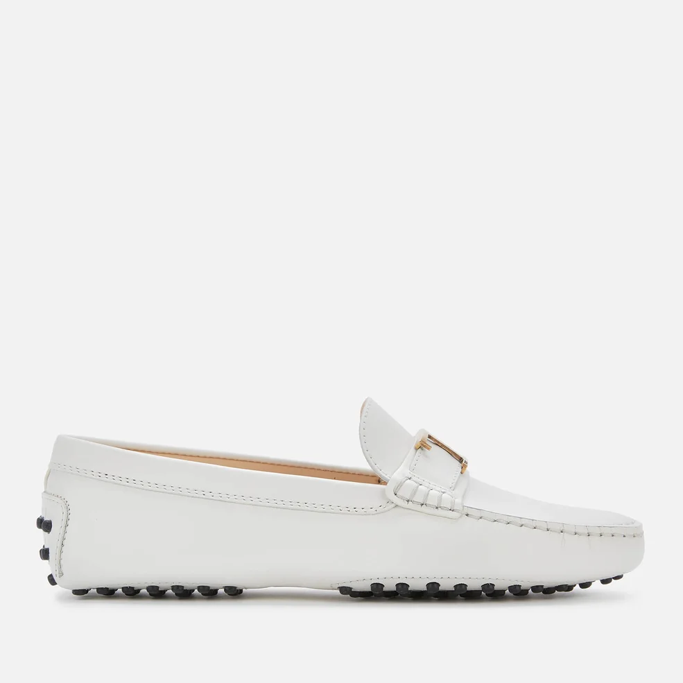 Tod's Women's Gommini T Leather Driving Shoes - White Image 1
