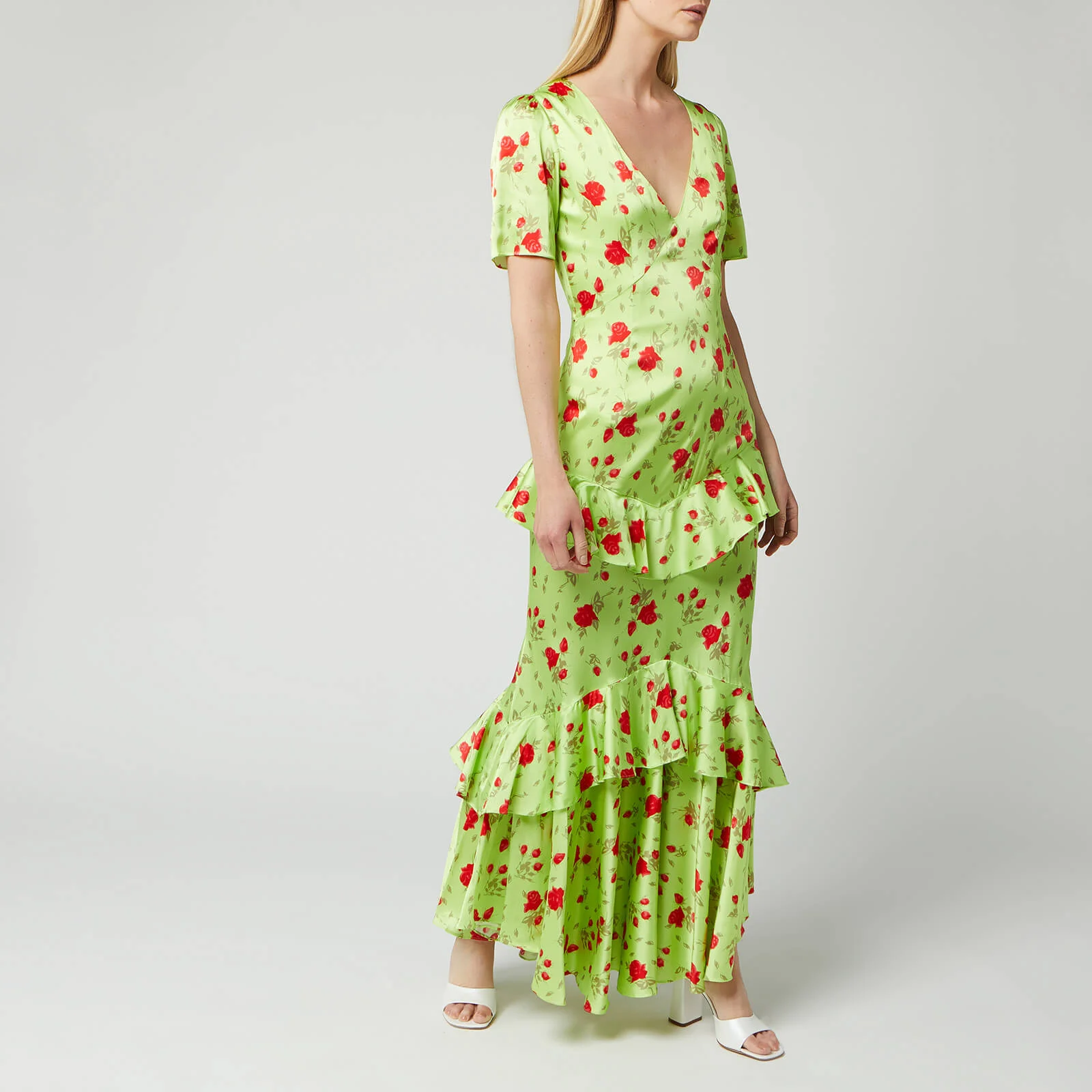 De La Vali Women's Juliette Silk Satin Dress - Green Rose Image 1