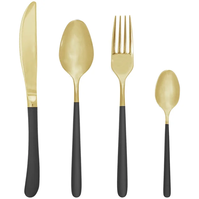 Bloomingville Stainless Steel Cutlery - Black/Gold (4 Pack)
