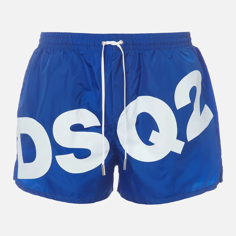 Dsquared2 Men's Large Logo Swim Shorts - Blue/White Image 1
