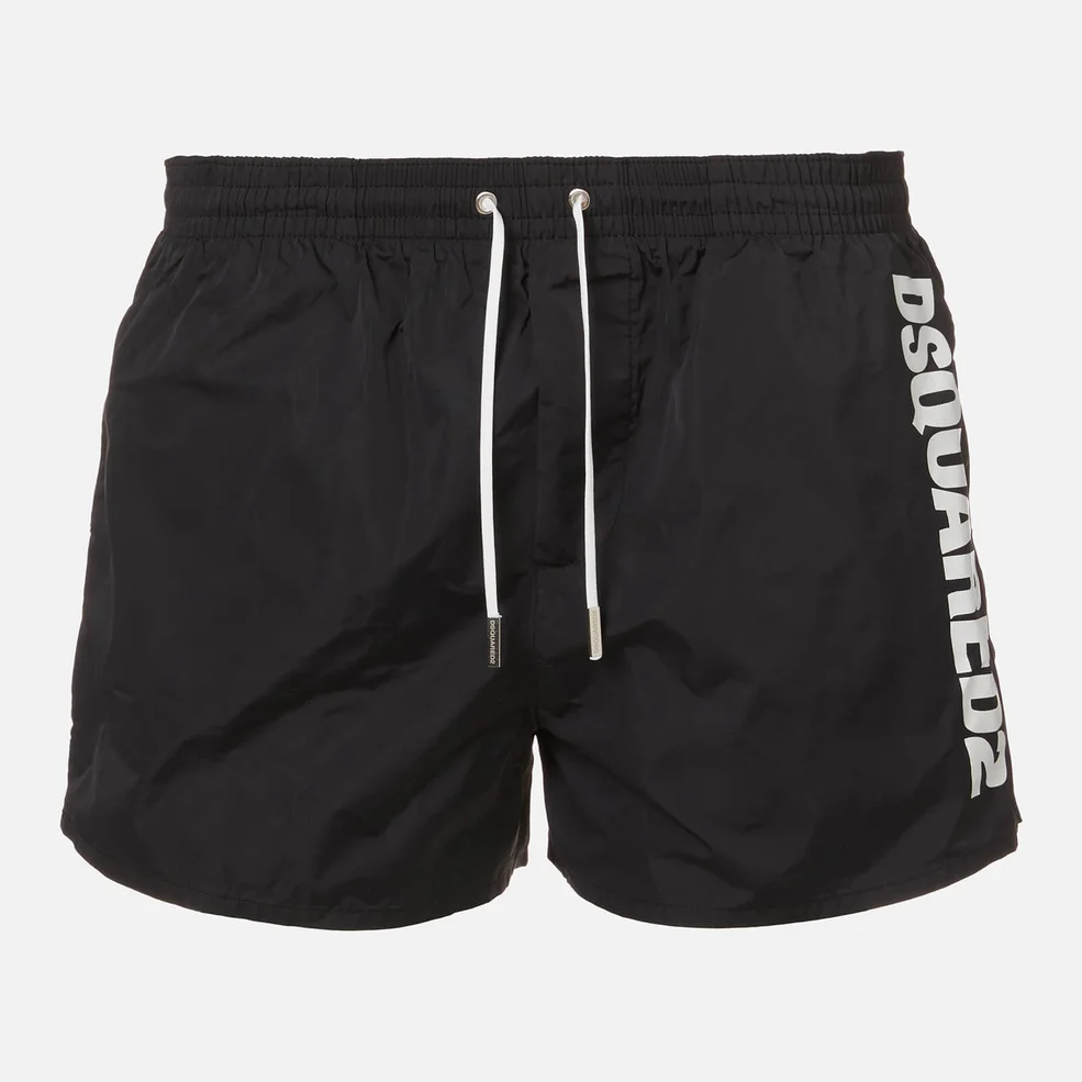 Dsquared2 Men's Vertical Logo Swim Shorts - Black/White Image 1