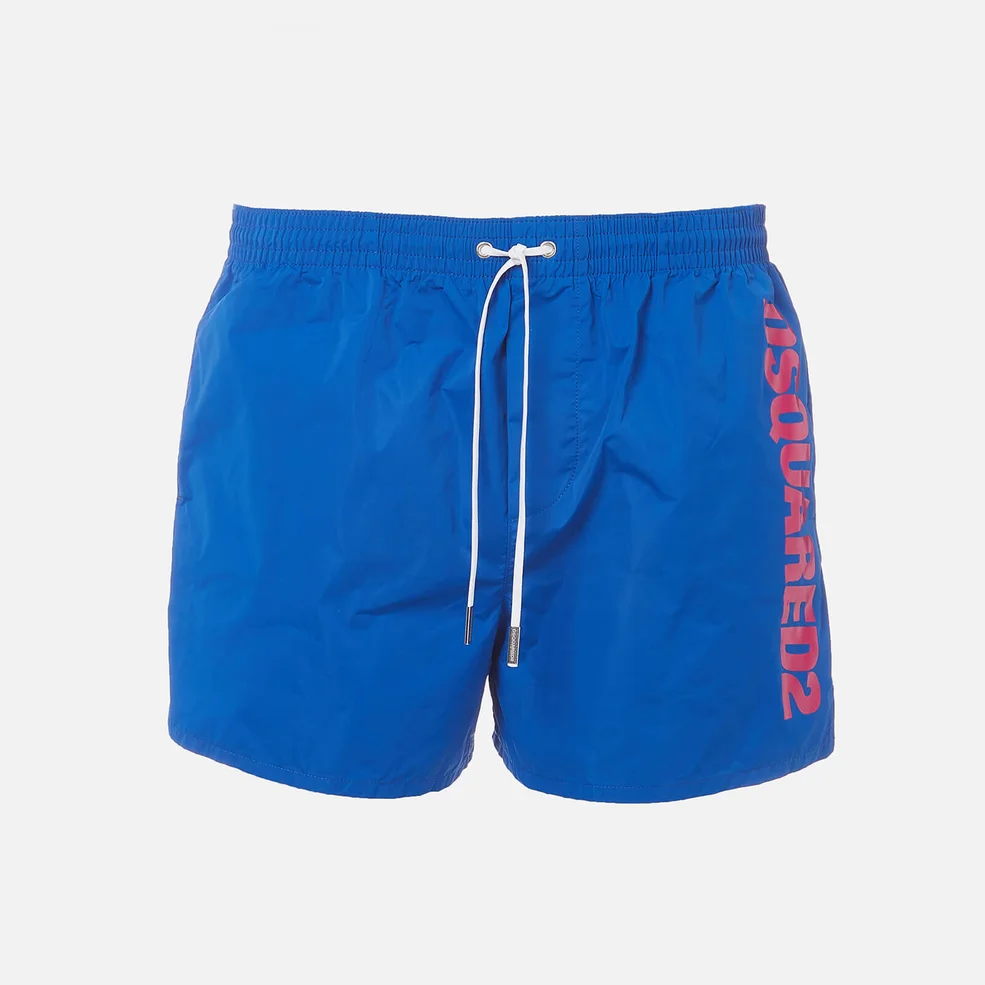 Dsquared2 Men's Vertical Logo Swim Shorts - Blue/Pink Image 1