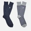 Polo Ralph Lauren Men's Dot Stripe 2 Pack Socks - Navy - Image 1