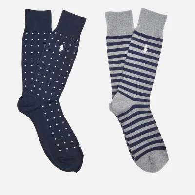 Polo Ralph Lauren Men's Dot Stripe 2 Pack Socks - Navy