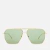 Bottega Veneta Men's Angular Aviator Sunglasses - Gold/Green - Image 1