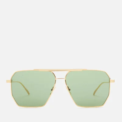 Bottega Veneta Men's Angular Aviator Sunglasses - Gold/Green