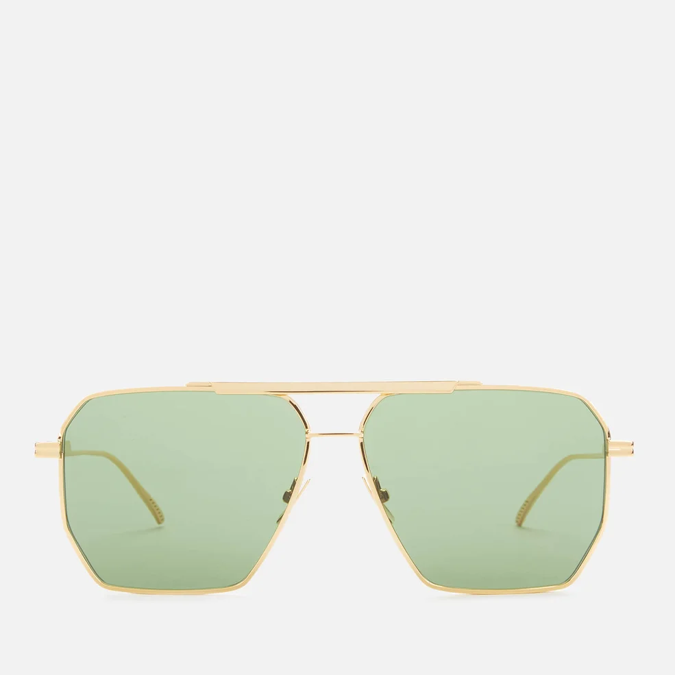 Bottega Veneta Men's Angular Aviator Sunglasses - Gold/Green Image 1