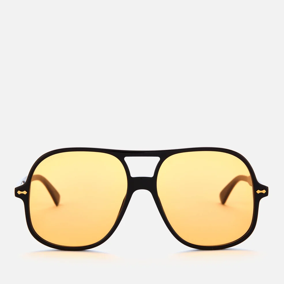 Gucci Men's Oversized Aviator Sunglasses - Black/Yellow Image 1