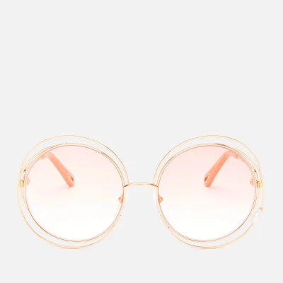 Chloé Women's Carlina Pearl Round Frame Sunglasses - Gold/Peach