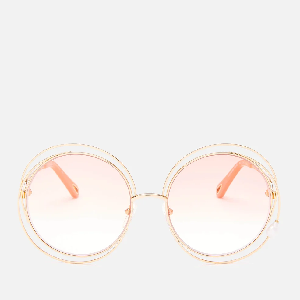 Chloé Women's Carlina Pearl Round Frame Sunglasses - Gold/Peach Image 1