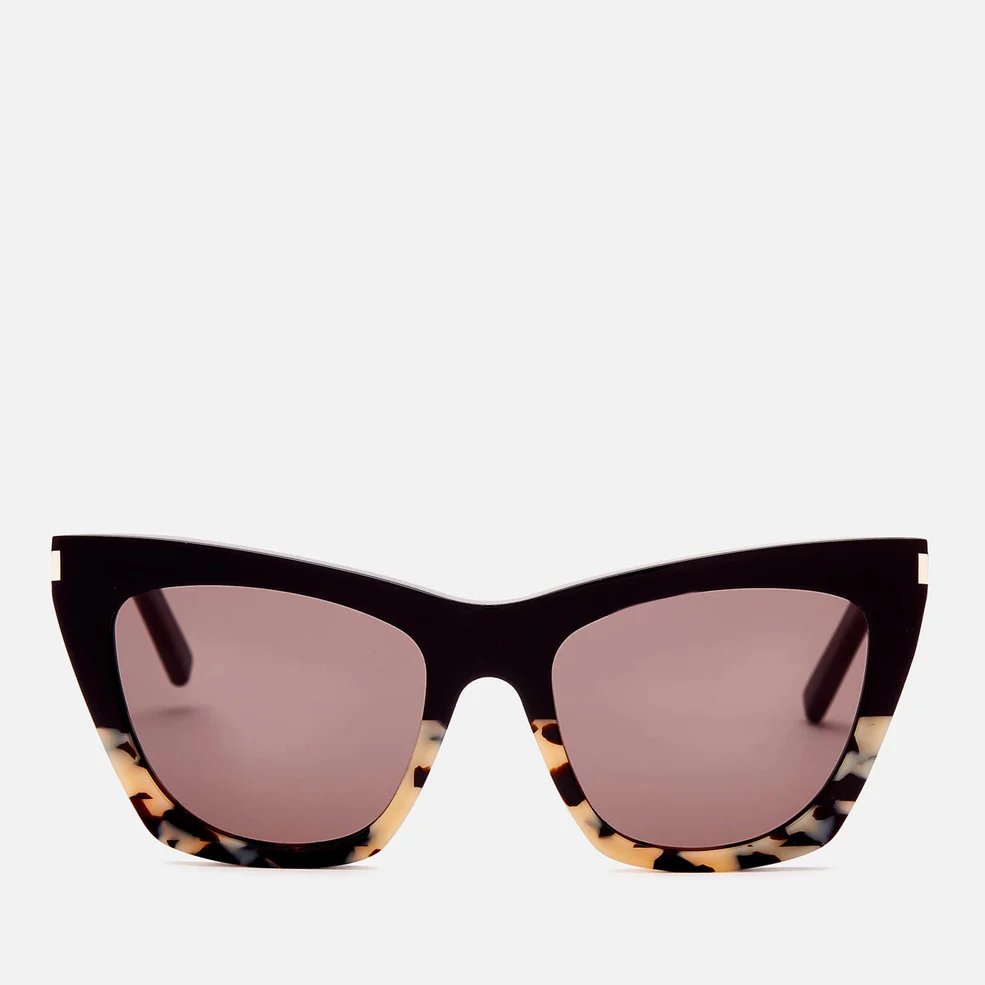 Saint Laurent Women's Kate Cat Eye Acetate Sunglasses - Havana/Black Image 1