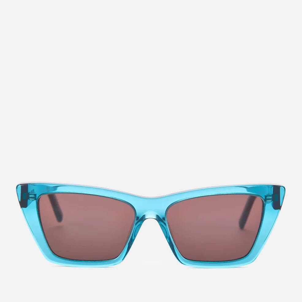 Saint Laurent Women's Mica Transparent Acetate Sunglasses - Blue/Black Image 1