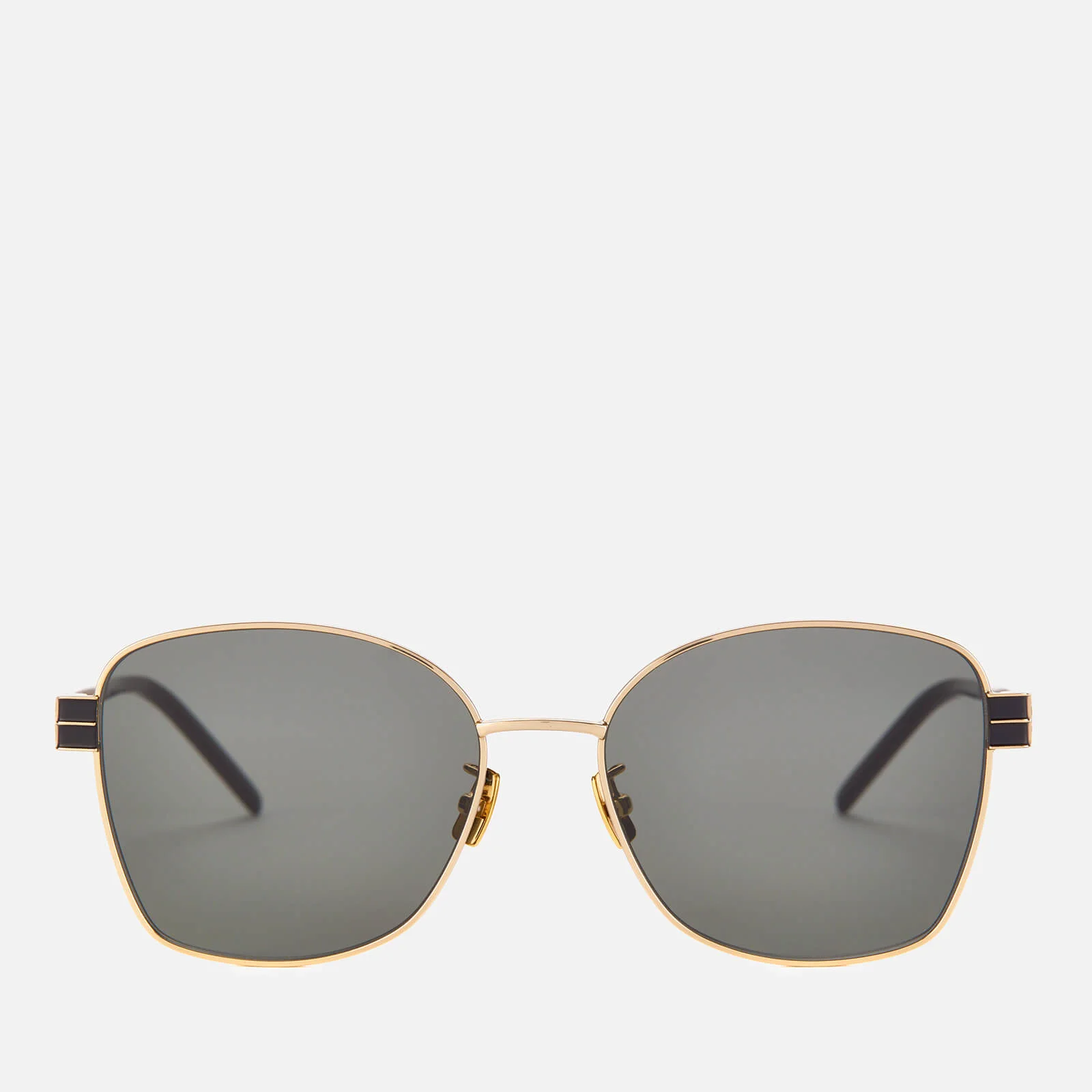 Saint Laurent Women's Square Metal Frame Sunglasses - Gold/Grey Image 1