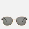Saint Laurent Women's Square Metal Frame Sunglasses - Gold/Grey - Image 1