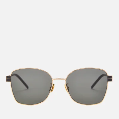 Saint Laurent Women's Square Metal Frame Sunglasses - Gold/Grey