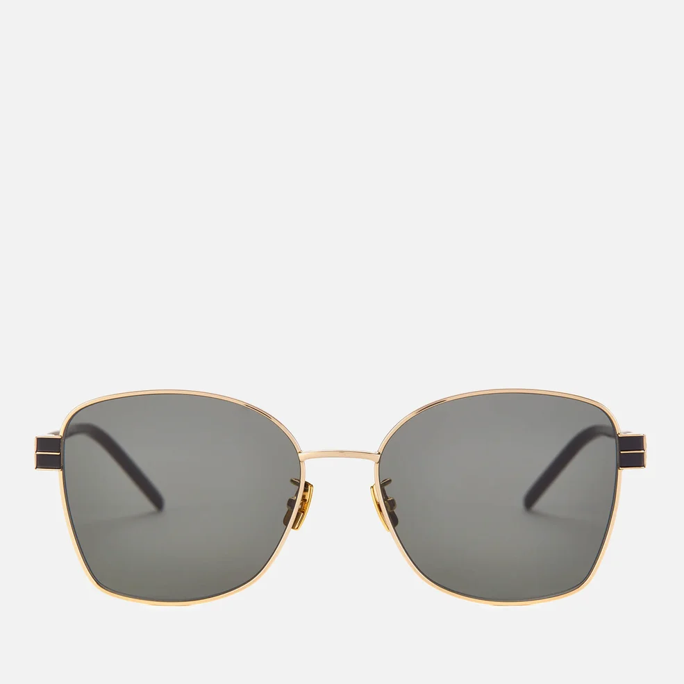 Saint Laurent Women's Square Metal Frame Sunglasses - Gold/Grey Image 1