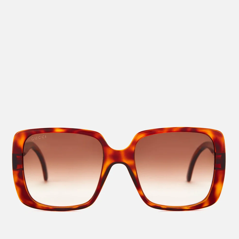 Gucci Women's Oversized Square Frame Acetate Sunglasses - Havana/Brown Image 1