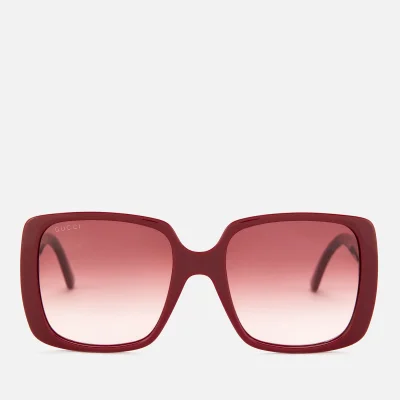 Gucci Women's Oversized Square Frame Acetate Sunglasses - Burgundy/Red