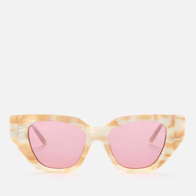Gucci Women's Cat Eye Crystal Detail Sunglasses - White/Silver/Pink