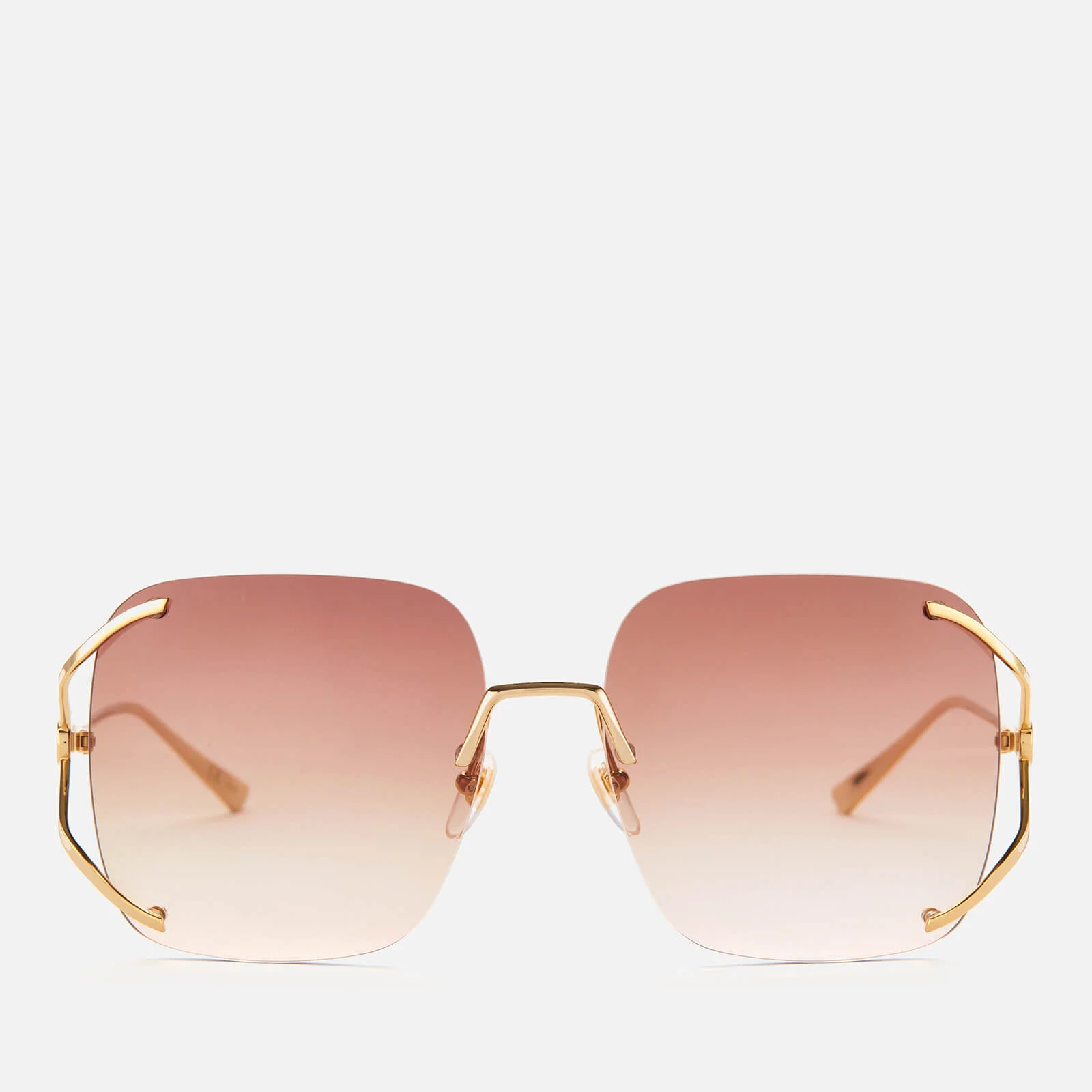 Gucci Women's Oversized Square Frame Sunglasses - Gold/Brown Image 1
