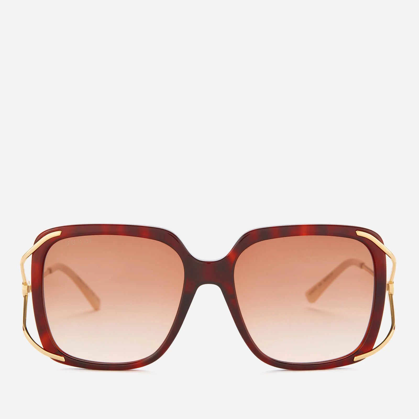 Gucci Women's Oversized Square Frame Acetate Sunglasses - Havana/Gold/Brown Image 1