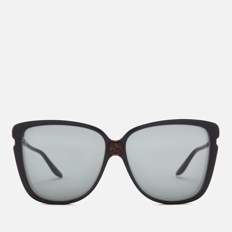 Gucci Women's Oversized Acetate Sunglasses - Black/Grey Image 1