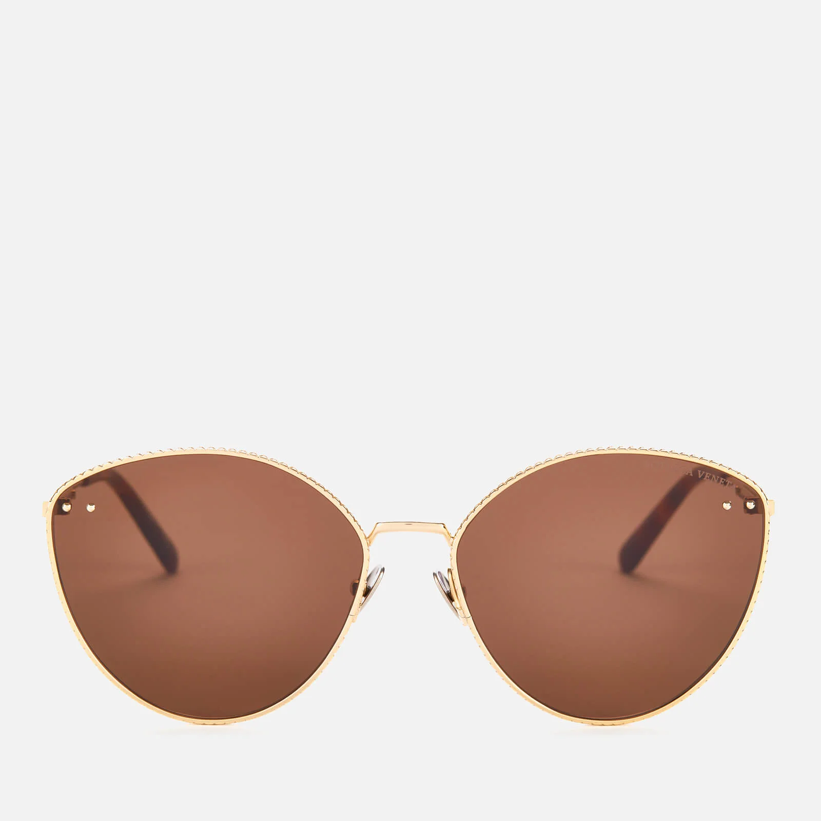 Bottega Veneta Women's Cat Eye Metal Frame Sunglasses - Gold/Brown Image 1