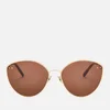 Bottega Veneta Women's Cat Eye Metal Frame Sunglasses - Gold/Brown - Image 1