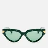 Bottega Veneta Women's Cat Eye Acetate Sunglasses - Green - Image 1