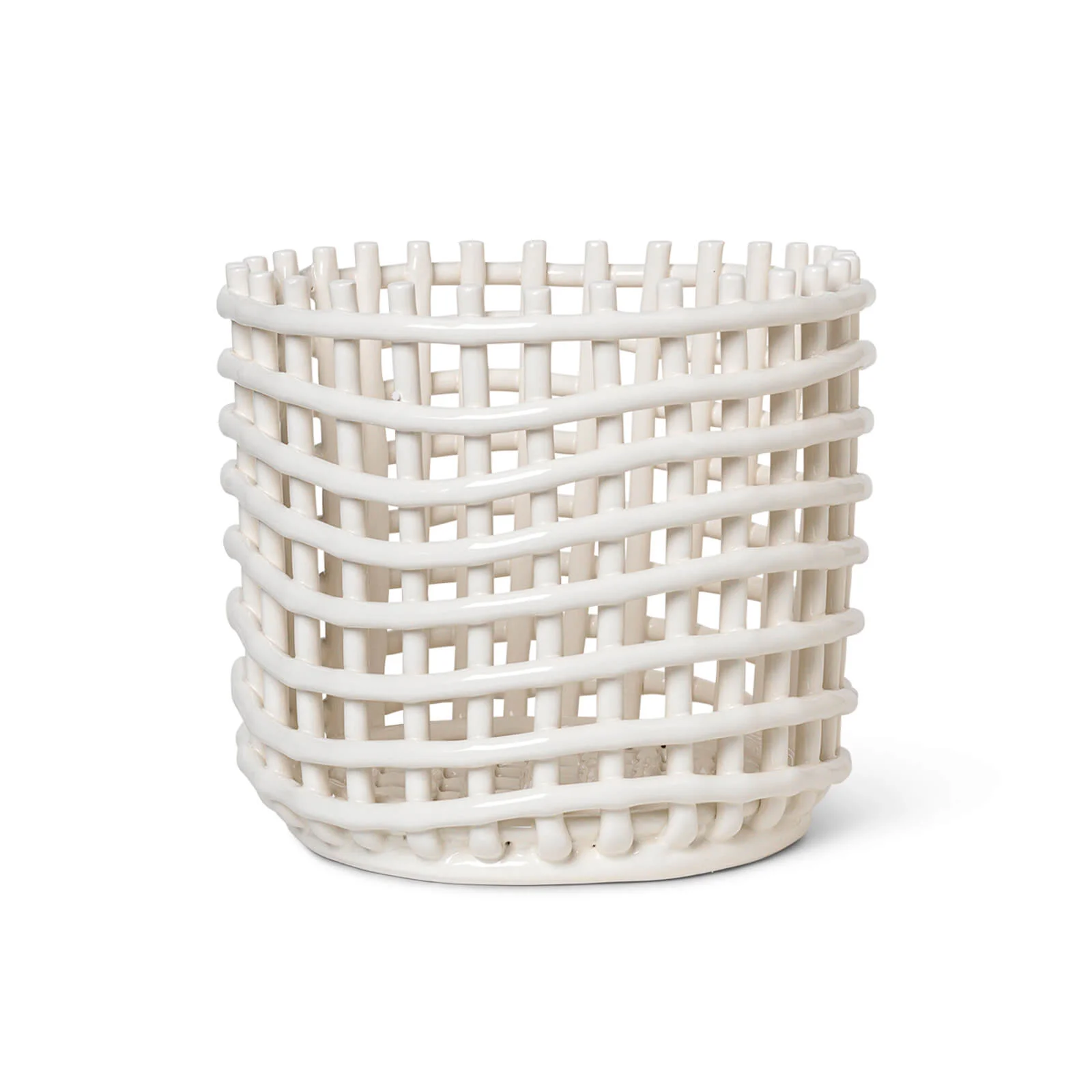 Ferm Living Ceramic Basket - Off White - Large Image 1