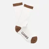 Ganni Women's Cotton Blend Logo Socks - Egret - Image 1