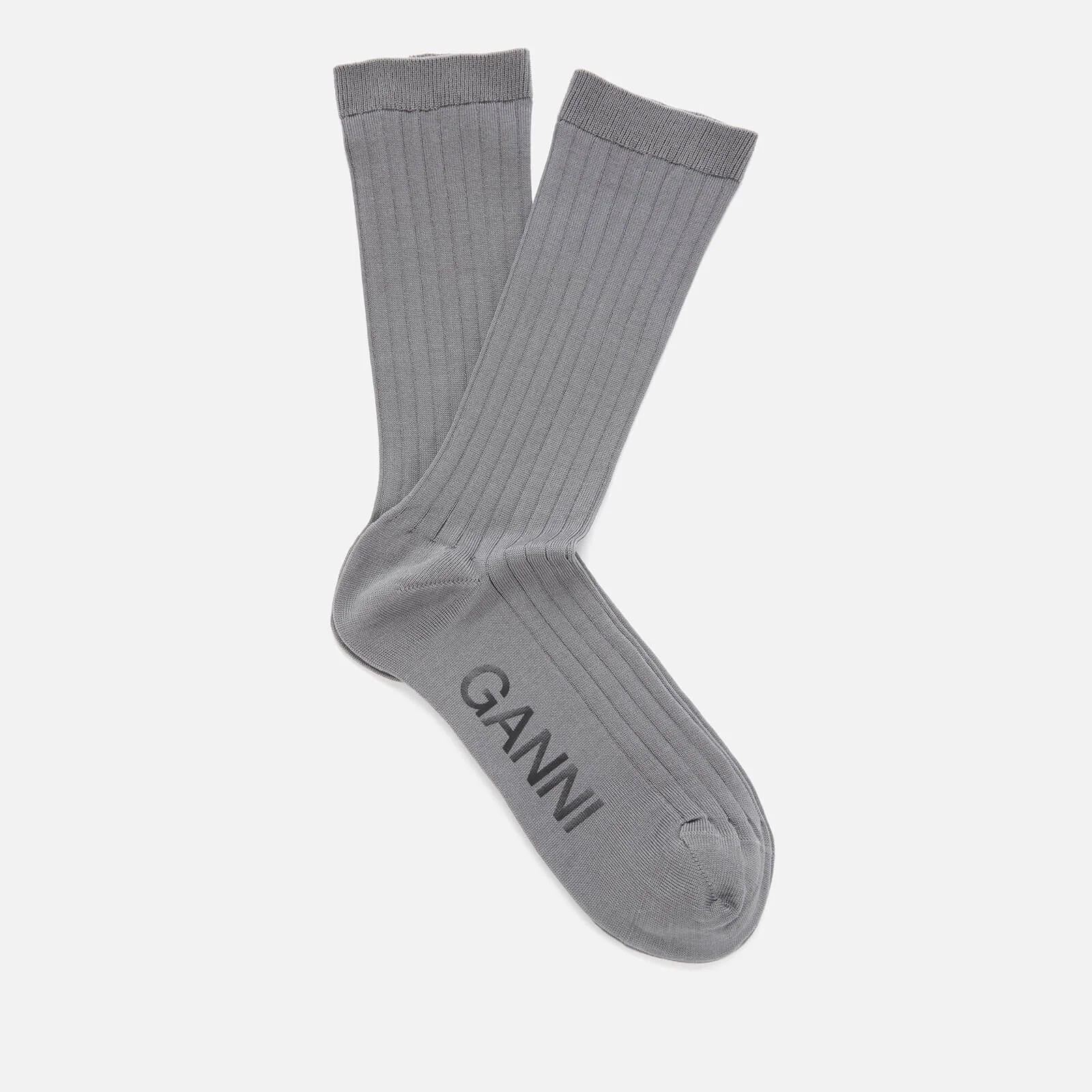 Ganni Women's Cotton Blend Logo Socks - Kalamata Image 1