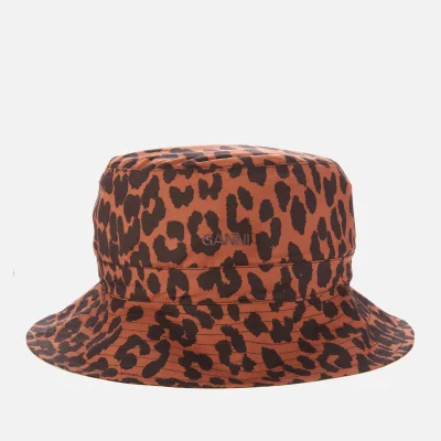 Ganni Women's Leopard Print Cotton Poplin Bucket Hat - Toffee
