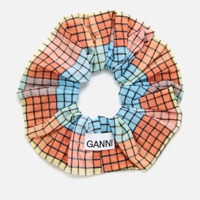 Ganni Women's Seersucker Check Scrunchie - Multicolour
