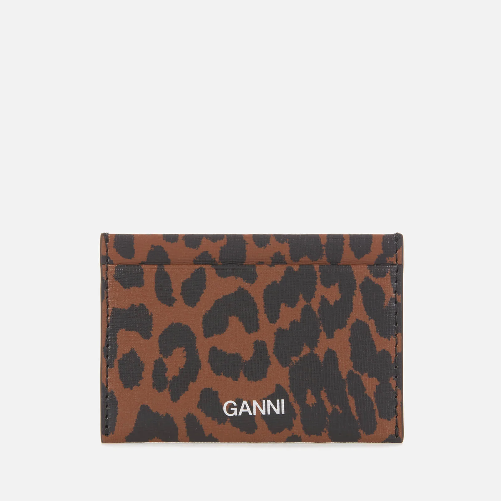 Ganni Women's Leopard Print Card Holder - Toffee Image 1